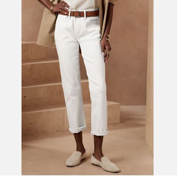Banana Republic Low-Rise Girlfriend Fit White Jeans PLUS SIZE 34/18 RT$90 NEW - Picture 3 of 6